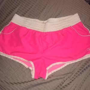 Hot pink and white shorts